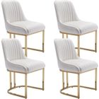WAHSON OFFICE CHAIRS Wahson Chaise Salle à Manger Lot de 4 Chaise de Salle à Manger en Velours, Chaise de Cuisine avec Pied Doré et Coussin Épais, Blanc