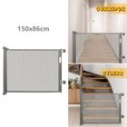 Barrière de Sécurité Rétractable pour Bébés et Chiens - WILLONIN - Gris - 150x86 cm - Réglable - Auto-close