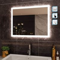 Miroir de salle de bain LUXS - Mural 90*70CM - Anti-Brouillard bouton tactile - LED intégrées