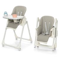 Chaise haute bébé pliante COSTWAY - Gris - Hauteur réglable - Plateau amovible - 5 angles d'inclinaison