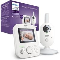 Philips Avent Babyphone Vidéo, Écran Couleur, 100% Privé et sécurisé, 2,7 Pouces, Berceuses et Fonction Répondre à bébé, Blanc/Gris