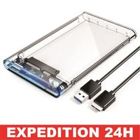 USB 3.0 Boîtier Externe pour Disque Dur 2,5", SATA III 6Gb/s, pour HDD et SSD DE 2,5 Pouces et 7/9,5 mm, sans Outil, Haute Vitesse, 