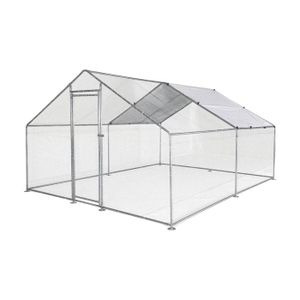 POULAILLER Enclos pour poulailler 12m² - Babette - Volière en acier galvanisé. toit imperméable et anti UV. porte avec loquet. enclos pour