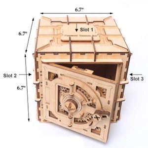 JOUET À BASCULE Mécanique 3D Puzzle en bois Coffre-fort Tirelires 