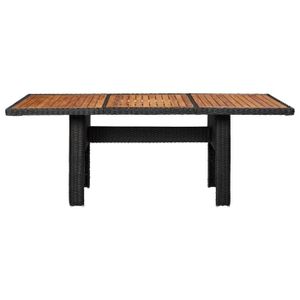 Ensemble table et chaise de jardin XIXIYAN Table à dîner de jardin Noir 200x100x74 cm Résine tressée