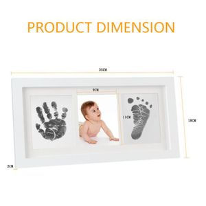 WE-HYTRE Cadre photo pour bébé - Empreinte de main et de pied de bébé avec  tampon - Cadre photo de première année pour bébé de 12 mois