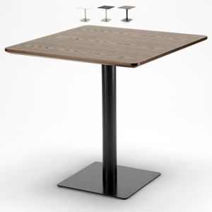 TABLE BASSE Table basse carrée Horeca - Marron - Pied central 