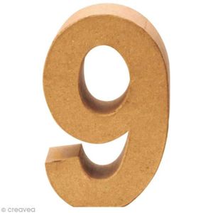 Support à décorer Chiffre en carton 9 qui tient debout - 17,5 x 11,5 cm Chiffre en carton à peindre ou à décorer : - Numéro : 9 - Hauteur : 17,5 cm -