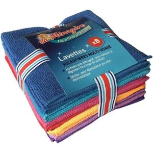 Lot De 5 Housses Microfibre Pour Balai à Franges 40 Cm – Blanc Rayures Bleues, Ultra Absorbantes, Lavables 95°C, Idéales Surfaces Rugueuses