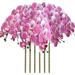 FLEUR ARTIFICIELLE FagusHome Lot de 6 orchidées artificielles de phalaenopsis de 81,3 cm (rose)212
