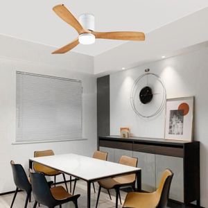 VENTILATEUR DE PLAFOND Ventilateur de plafond SUPFINE - Blanc + bois d'or