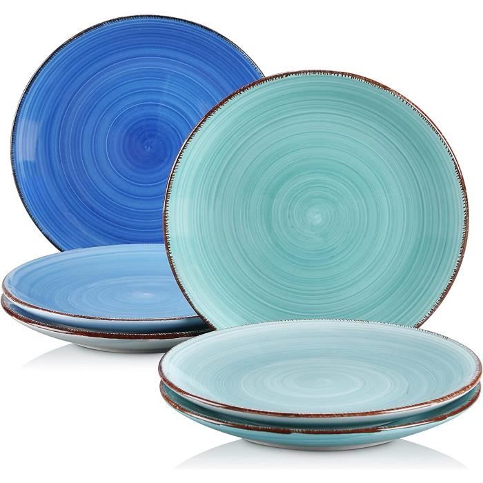 Assiette plate et ronde bleu turquoise incassable 22cm (x10) REF