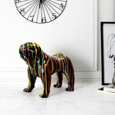 Statue de chien Bouledogue Anglais Skateur en résine noire (Gebraucht