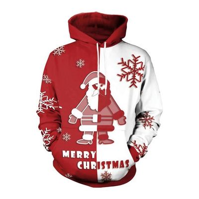 Sweat à Capuche Fille Noël 2025 | Motif Chat, Flocon, Père Noël, Manches Longues, Col Rond, Polyester