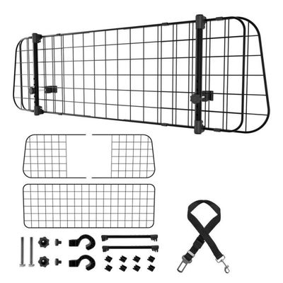 Ferizzia Barrière Filet Pour Chien Voiture - Séparation Réglable Avec Crochets Et Cordes Élastiques - Protection Animaux SUV, Camion, Berline - 115 X 62 Cm Noir