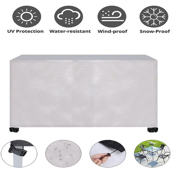 Aipwerer Housse Table Jardin 420D Oxford – Protection Salon Extérieur Imperméable Anti-UV Vent, Boucles & Corde, Ø82xH10 Cm Noir