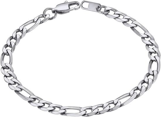 Bracelet Gourmette Figaro Acier Inox 316L – Homme Femme Enfant – Argenté, Or Ou Noir (6/9/13 Mm)