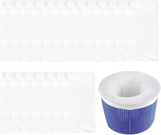 Chaussettes Filtre Skimmer Piscine - Lot De 20 - Nylon Réutilisable - Pour Feuilles Et Cheveux