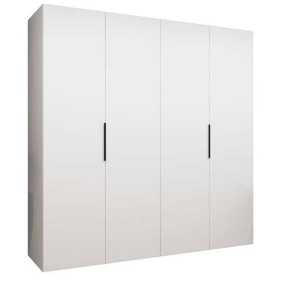 Armoire Marbella 2 Avec Miroir - Dimensions 200x202x52 Cm, Corps Noir, Poignées Cachemire, Rangement Moderne Pour Salon - 7