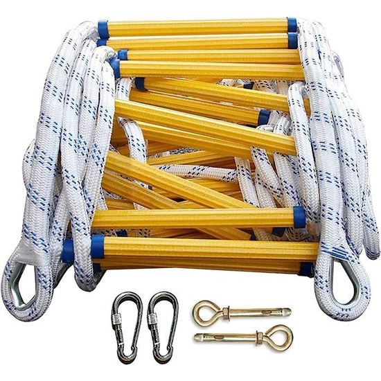Échelle De Corde Évacuation 5M XINSHUNCAN - Ignifuge, 200kg Charge - Crochets Pour Fenêtre/Balcon