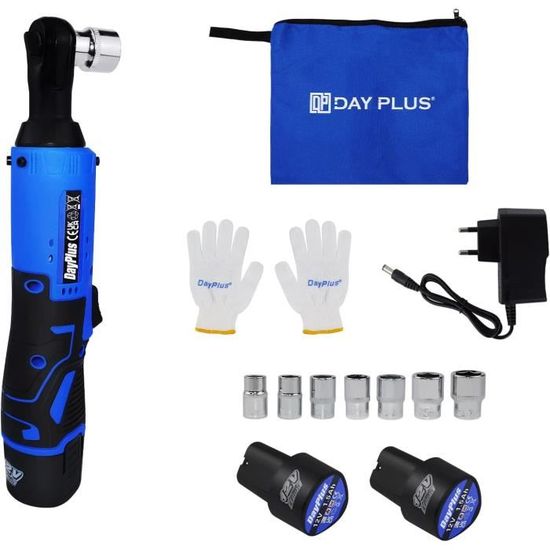 Clé à Cliquet Électrique Sans Fil 3/8" 18V - Kit Complet 45 Nm Avec 2 Batteries Et Éclairage LED