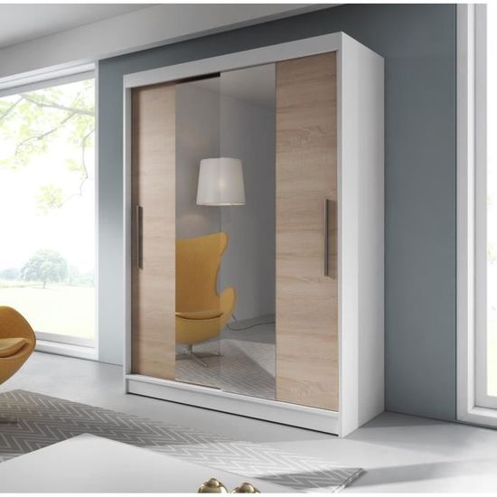 Armoire de chambre avec miroirs 2 portes coulissantes Style