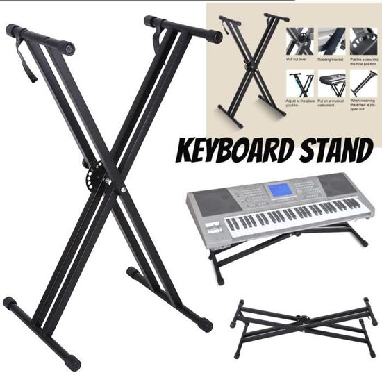 Support Clavier CAHAYA En X Réglable - Support Piano Électrique Pliable Et Stable Avec Système Antidérapant