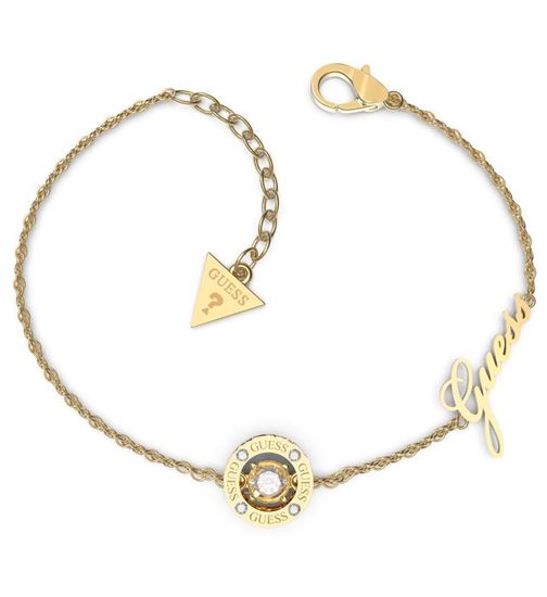 Bracelet GUESS Pour Femme En Acier Inoxydable Doré Avec Cristaux - Chaîne Marin Et Gourmette