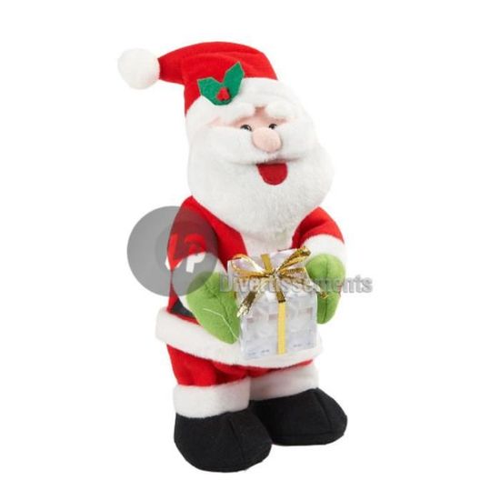 Pere Noel Danse Et Chante Avec Cadeau Lumineux 30cm Achat Vente Peluche Cdiscount