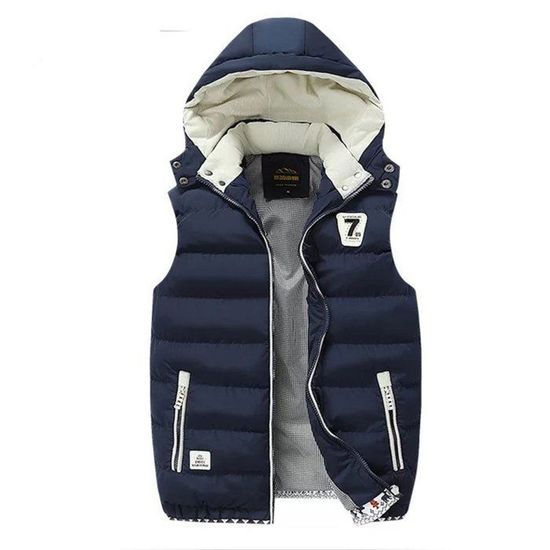 Veste sans Manches Homme uni capuche en Hiver pour Hommes