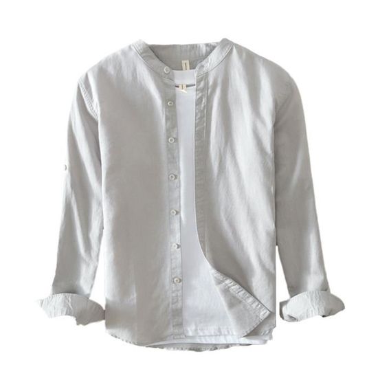 Chemise Homme Manches 3/4 En Coton Lin - Style Vintage Médiéval Avec Lacets Et Col V