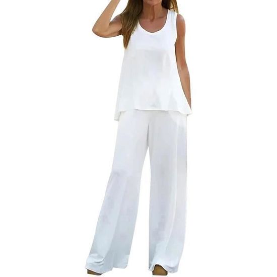 Tenue Femme Chic Pour Mariage Costume 2 Pièces Femme En Satin - Haut Col V & Pantalon Large - Tenue Élégante Avec Poches Ensemble Satin élégant Pantalon Large