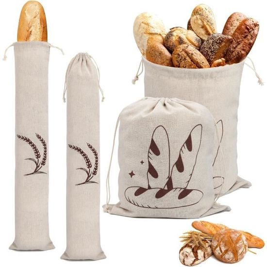 3 Pièce Sac À Pain Réutilisables Sac A Pain Tissu Pour Meuble De