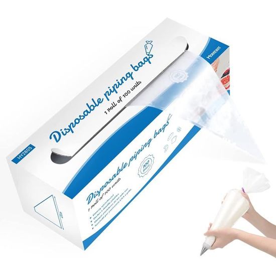Kit Poches à Douille Jetables - 100 Poches + 6 Douilles Inox - Décoration Gâteaux