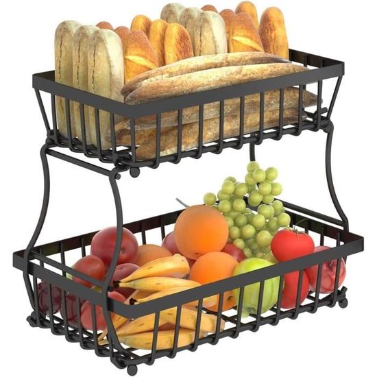 Corbeille à Fruits En Céramique à 3 Niveaux - Support Métal Doré, Pour Comptoir De Cuisine élégant