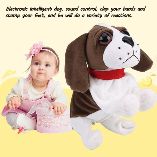 Chiot Robot Interactif – Peluche Réaliste Qui Marche, Aboie Et Remue La Queue – 16 Cm – Rose – Piles AA
