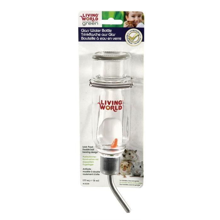LIVING WORLD GREEN Biberon en verre - 177 ml - Pour petit animal