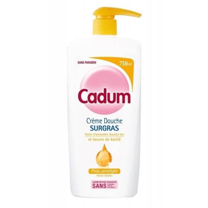 Cadum Crème Douche Surgras Huile d’Amandes Douces Bio et Beurre de Karité 750ml (lot de 3)