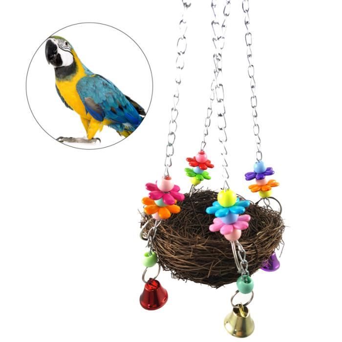 1 Pc perroquet nid créatif sûr naturel durable écologique jouet suspendu lit pour oiseaux JOUET