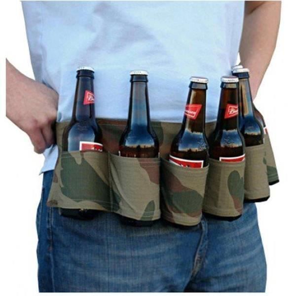 Ceinture à Bière Soda, Ceinture Porte-Canettes Contenir 6 Boissons pour camping - randonnée et barbecues, Camo