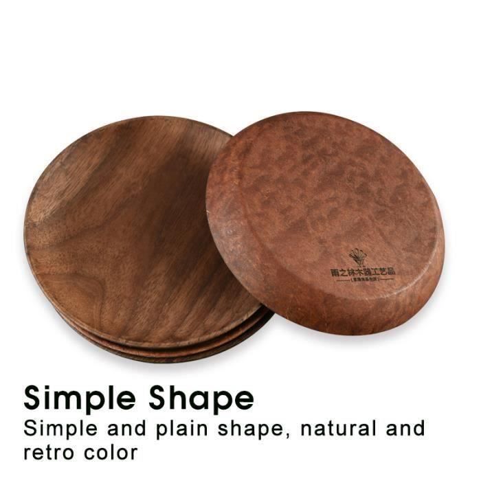 NEUFU Assiette en Bois Desserts Plat de Service Decoration 15cm