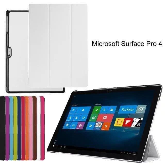 Coque Microsoft Surface Pro 4 - PU Cuir Etui à rabat avec Support Protection Housse Microsoft Surface Pro 4 (12.3 ) –blanc Y4 G0CF11
