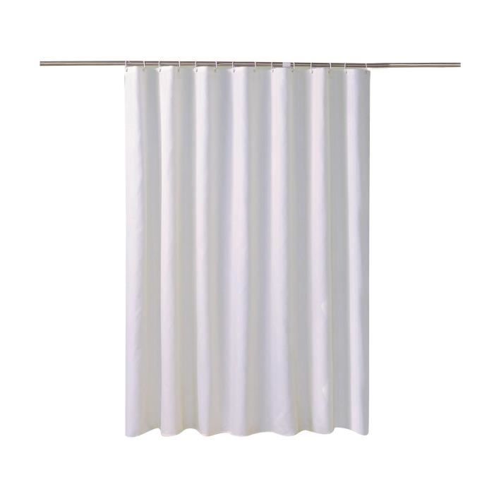 Rideau de Douche Blanc Antibactérien et Résistant à la Moisissure Imperméable Rideaux de Baignoire 240*200 cm