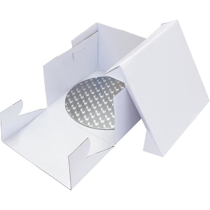 PME BCR869 Fond Rond et Boîte à Gâteau, Plastique, Blanc, 30 x 30 x 15,2 cm