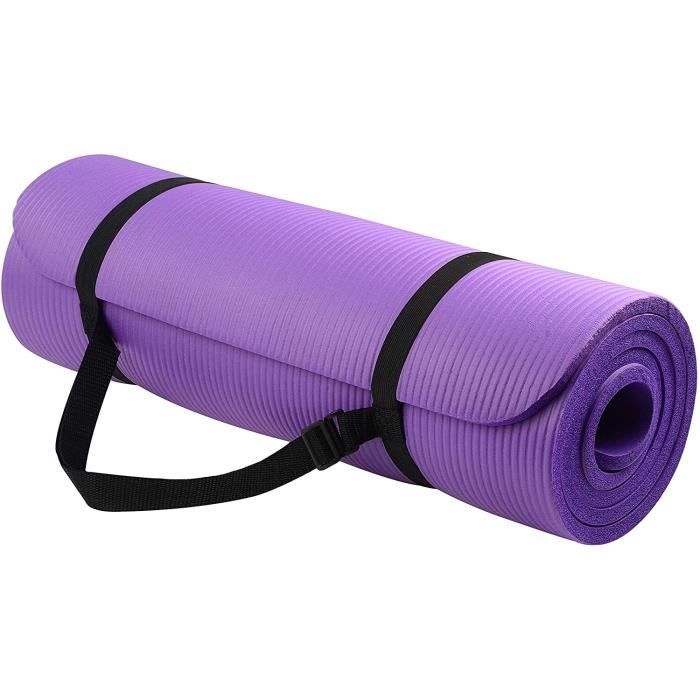 OUTAD® Tapis de Yoga Natte de Gym Insipide extra épais 183 X 61 X 1 cm Tapis de sport Tapis de fitness + Sangle de transport violet