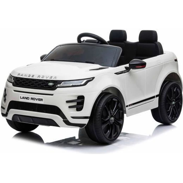 Porteur électrique Range Rover EVOQUE, blanc, double siège en cuir, lecteur MP3 avec entrée USB, lecteur 4x4, batterie 12V10Ah, roue