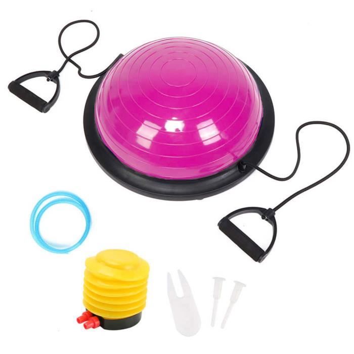 Balance Trainer, Ø18'' Bosu ball Balance Trainer, avec Câbles de Resistance et Pompe-Rose