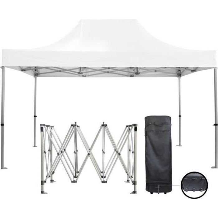 Barnum pliante 3x4.5m 50mm en aluminium premium PRO 520Gr/m2 étanche blanche tente de Réception Qualité