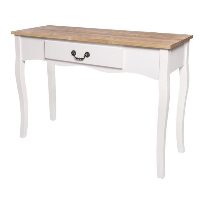 CATTAIL Console - Blanc et bois naturel - L 108 x P 40 x H 75 cm