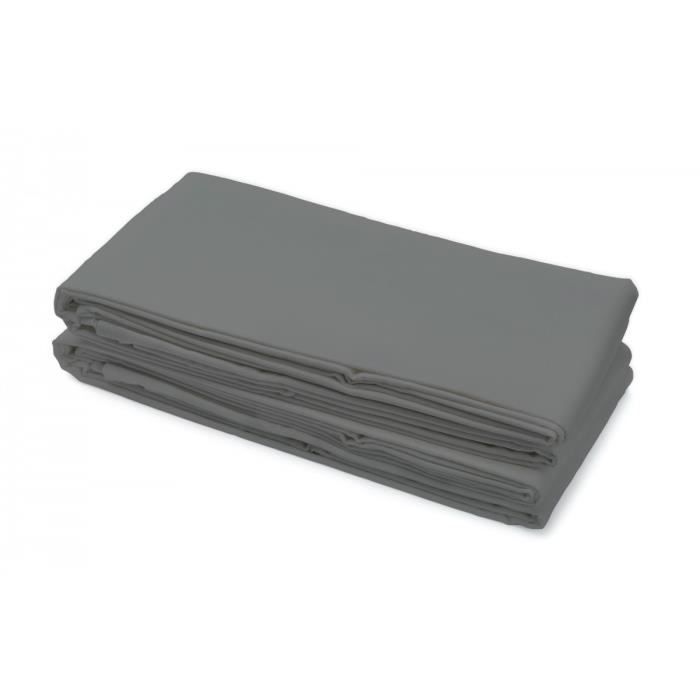 Drap plat 100% Coton 180x290 cm gris foncé